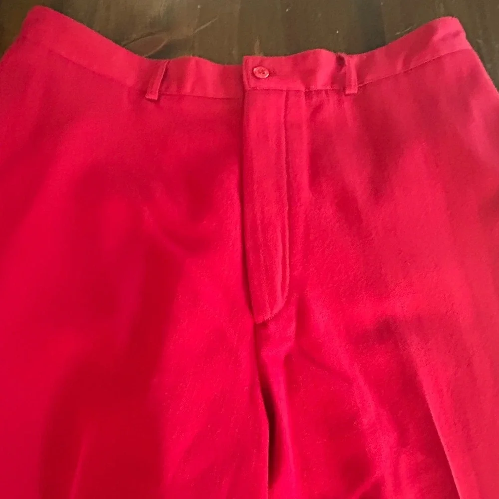 Vintage J.Crew 100% Wool Trousers Mens 36 Red Flat Front Cuffed USA Preppy 90s
